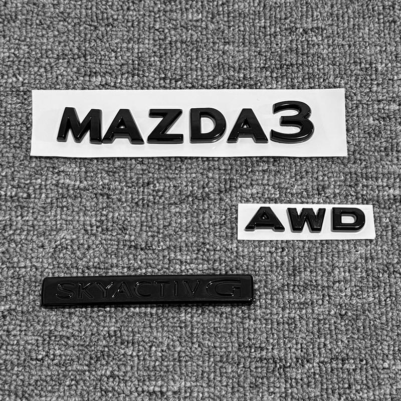 ABS Emblem for Mazda 3 2019-2025 black Logo Car Front Grille Trunk Steering Wheel Rear Tailgate Badge Decal Creative Modfication