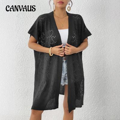 Übergröße Damen Love Jacquard Webhemd Strand Bikini Sonne Lockerer Cardigan Kittel