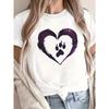 Women's Pure T-Shirt with Pet Lover - Heart & Paw Print Casual Round Neck Top, Comfort Fit - Casual Attire Suitable for Dog & Owners