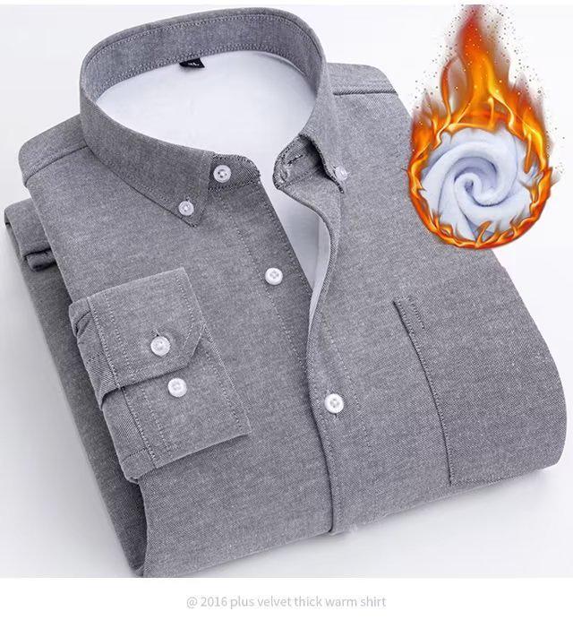 

Мужская рубашка делового повседневного стиля осень/зима, однотонная, из бархата, теплая, профессиональная, белого цвета M серый