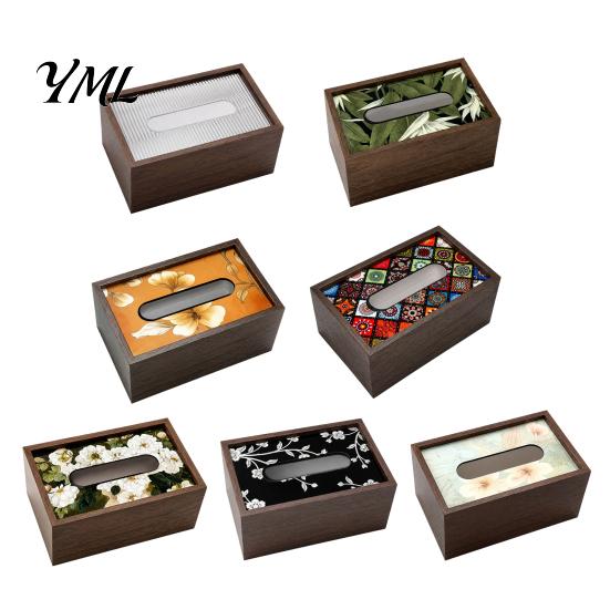Decorative Wood Box Wooden Tissue Cover, Rectangular Paper Towel Dispenser, Napkin Storage Convenient Holder Organizer for Office Desk Home