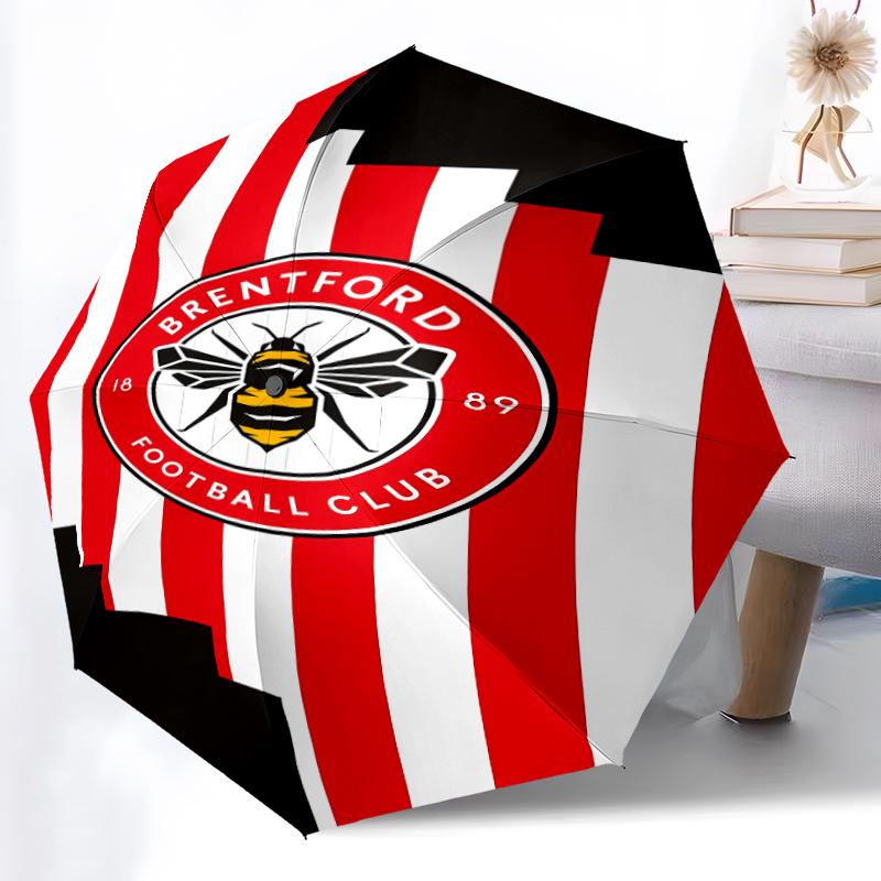 Bedruckter Fußballclub-Logo Bedruckter Faltschirm, Outdoor-, Freizeit-, und Regenschirm für Reisen, Strapazierfähiges Schirmgewebe, Geburtstags- und Feiertagsgeschenk