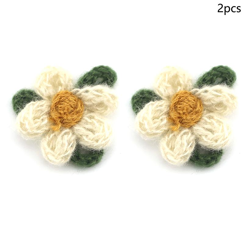 

2/5/10 шт., цветные вязаные крючком 6 лепестков, 3D-цветы, вязаное одеяло, аппликация, украшение для рукоделия, заколки для волос, декор для шляпы 2PCS