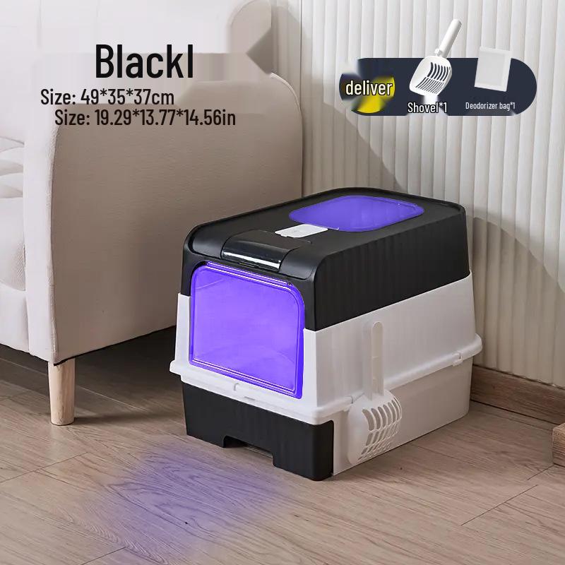 Extra-Large Fully Enclosed Cat Litter Box with Drawer and Anti-Splash Design
