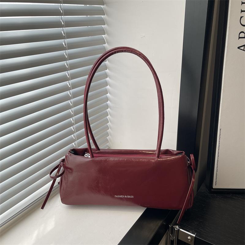 

Korean Style Retro Pu Leather Shoulder Bags for Women Simple Bow Ladies Underarm Bag Versatile Solid Color Female Pillow Handbag червоний
