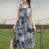 Rochie elegantă de vară pentru femei, mărime plus, haine vintage, rochie lungă fără mâneci