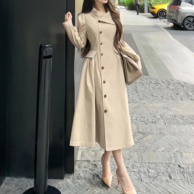 Medium and Long Waist Large Skirt Trench Coat Women's Autumn Thin Sweet and Spicy Temperament Coat