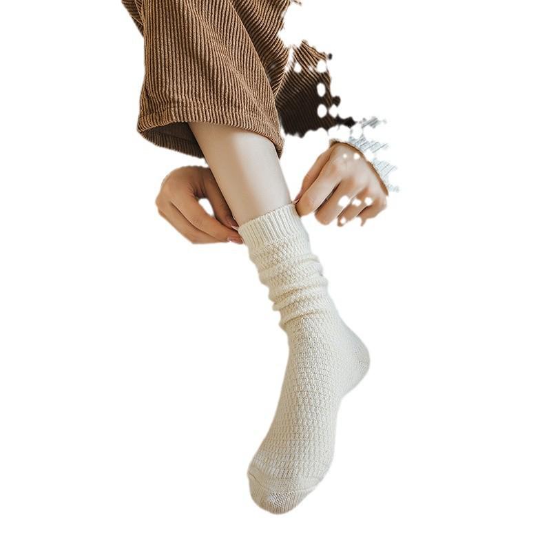 Dámské béžové zimní silné podkolenky s nařaseným lemem - Hřejivé, odolné proti chladu, poporodní, japonský styl