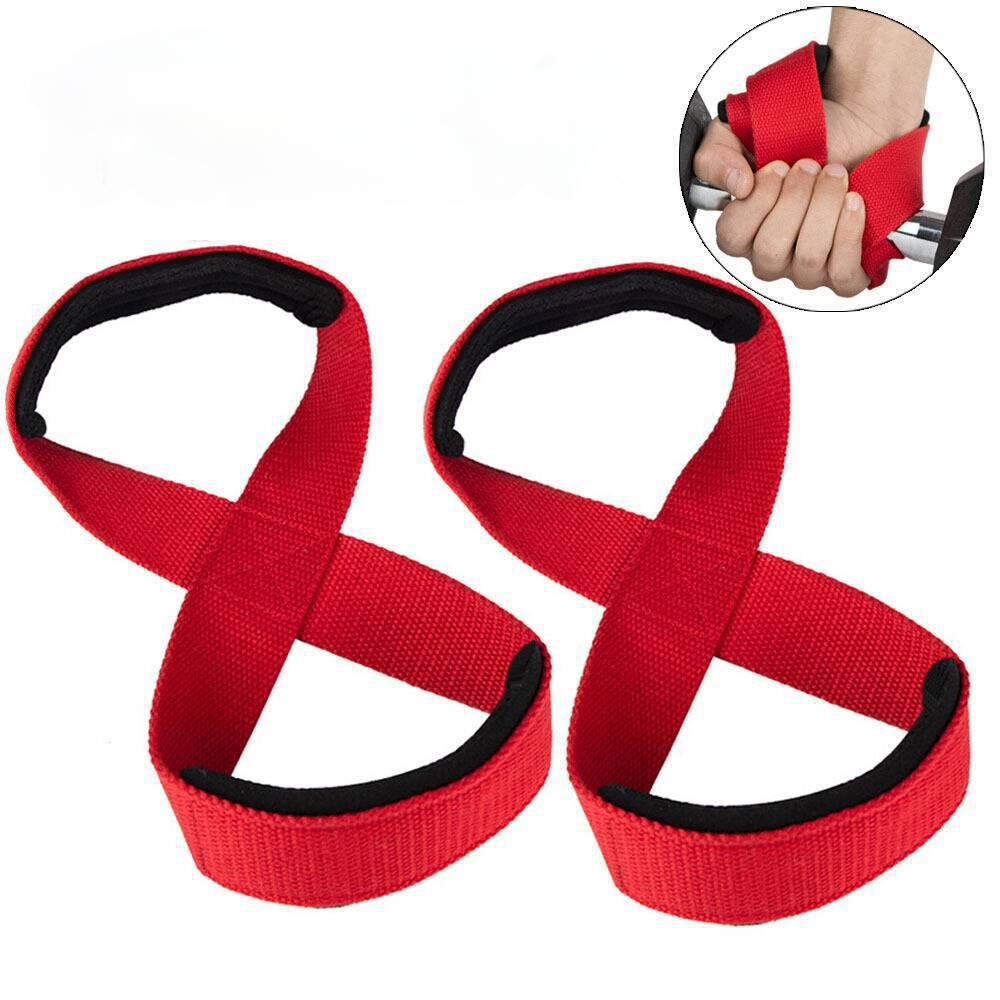 8-Shaped Non-Slip Cotton Grip Wrist Straps for Weightlifting, Pull-Ups, and Deadlifts