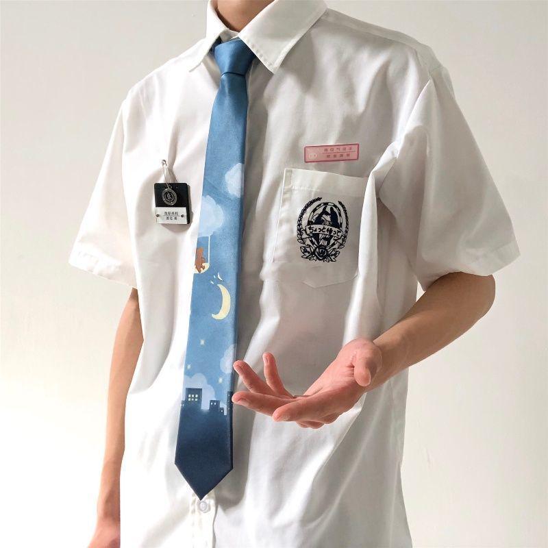 

Мужская студенческая рубашка в японском стиле с вышивкой, с длинным рукавом - Топ с коротким рукавом для формы JK XL