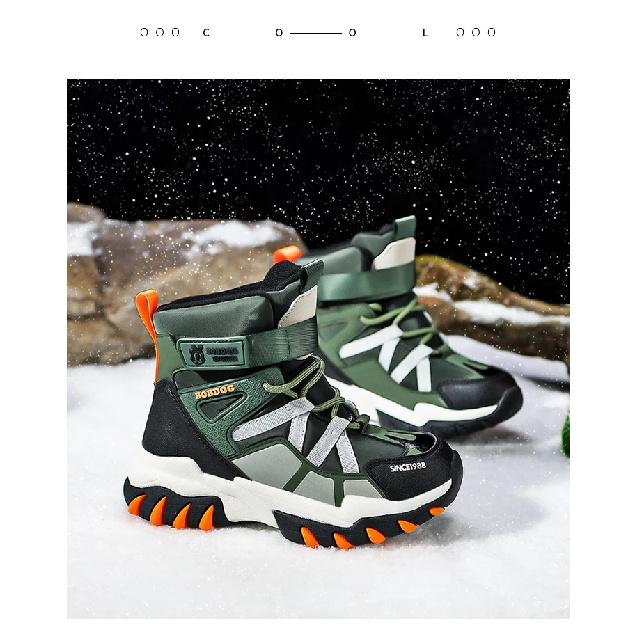 Winter Fashion High-top Sneakers for Children Warm Plush Snow Boots Child Waterproof Sneakers Boys Non-Slip Outdoor Boots 30-39