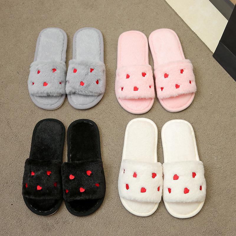 Women's Four Seasons Open-Toe Fluffy Slippers: Warm, Cute, Comfortable Home Shoes.