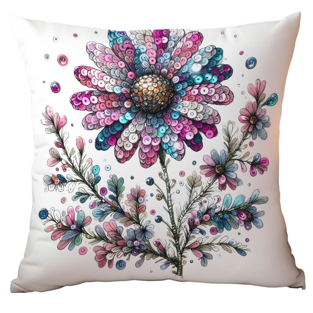 New Glitter Daisy Printed Pillowcase Light Luxury Floral Home Living Room Sofa Cushion Pillowcase