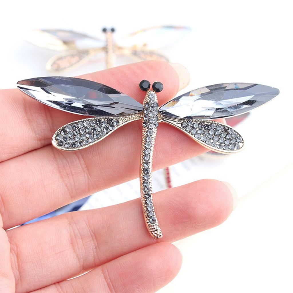 Broche Pin Cristal Libélulas Retrô Elegante Strass Animal Acessório de Lapela para Mulheres e Meninas Bijuteria da Moda