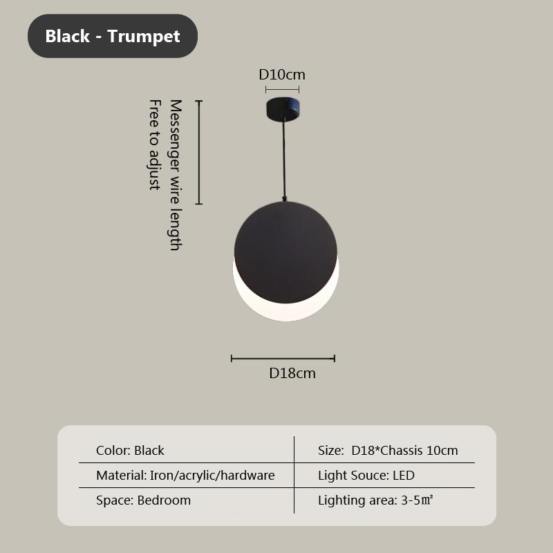 Modern Creative LED Pendant Light For Home Indoor Decor Living Dining Room Bedroom Bedside Hanging Lamp Lustre Round Black Light