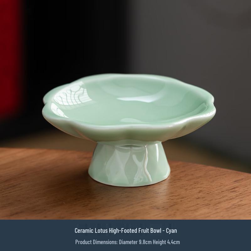 Lotus Ceramic High-Foot Dessert Plate