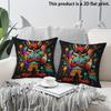 2 Stück Graffiti Cool Fox Kissenbezüge, 2D Flachdruck Dekorative Quadratische Kissenhüllen für Sofa Schlafzimmer Wohnzimmer