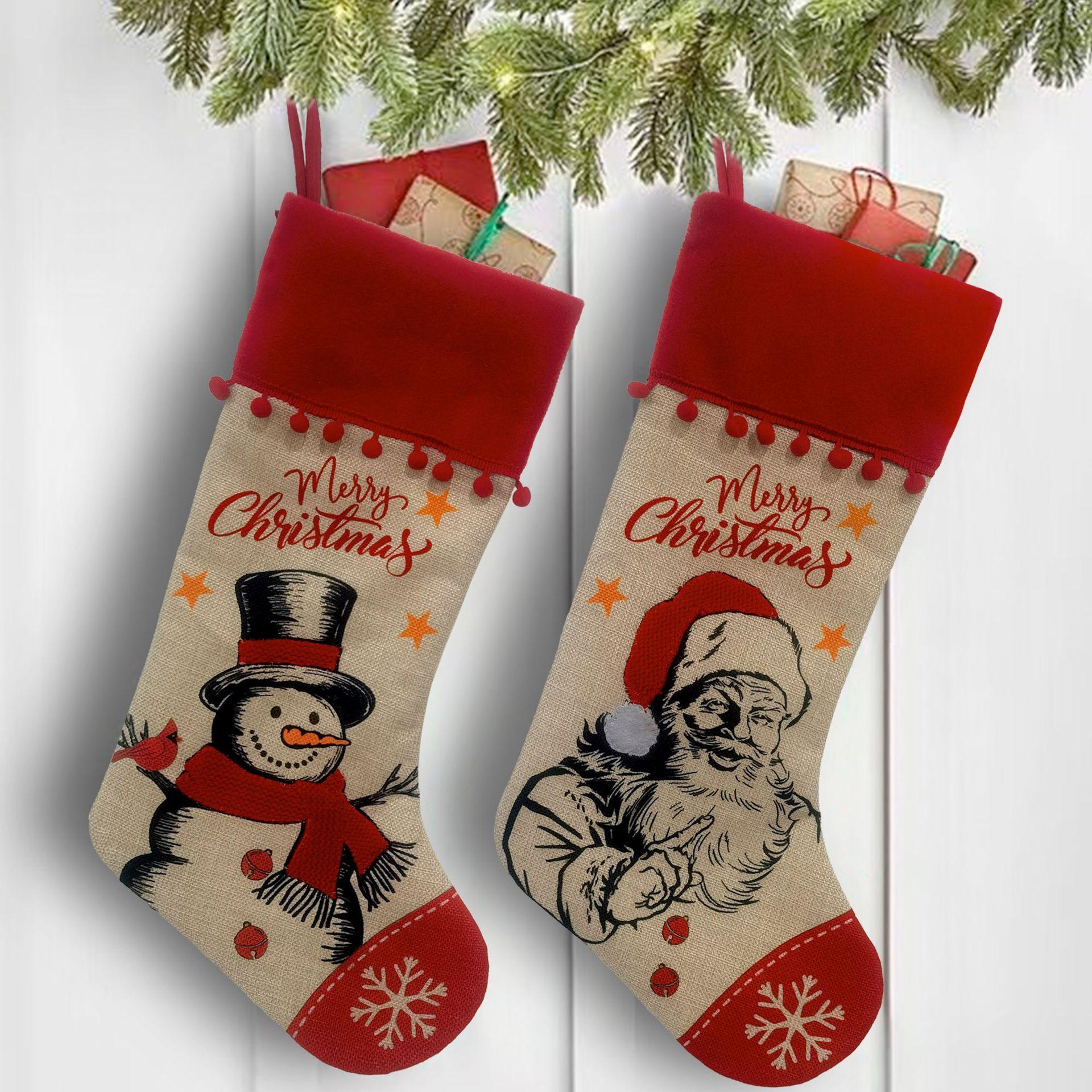 

2PCS 46cm Long Christmas Socks, Christmas Decorations, Santa Claus красный