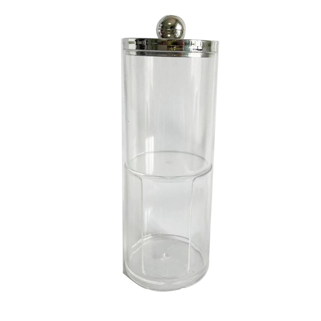 Suport transparent pentru bețișoare de bumbac cu model de diamant - capac din bambus, cutie rotundă portabilă pentru depozitarea cosmeticelor