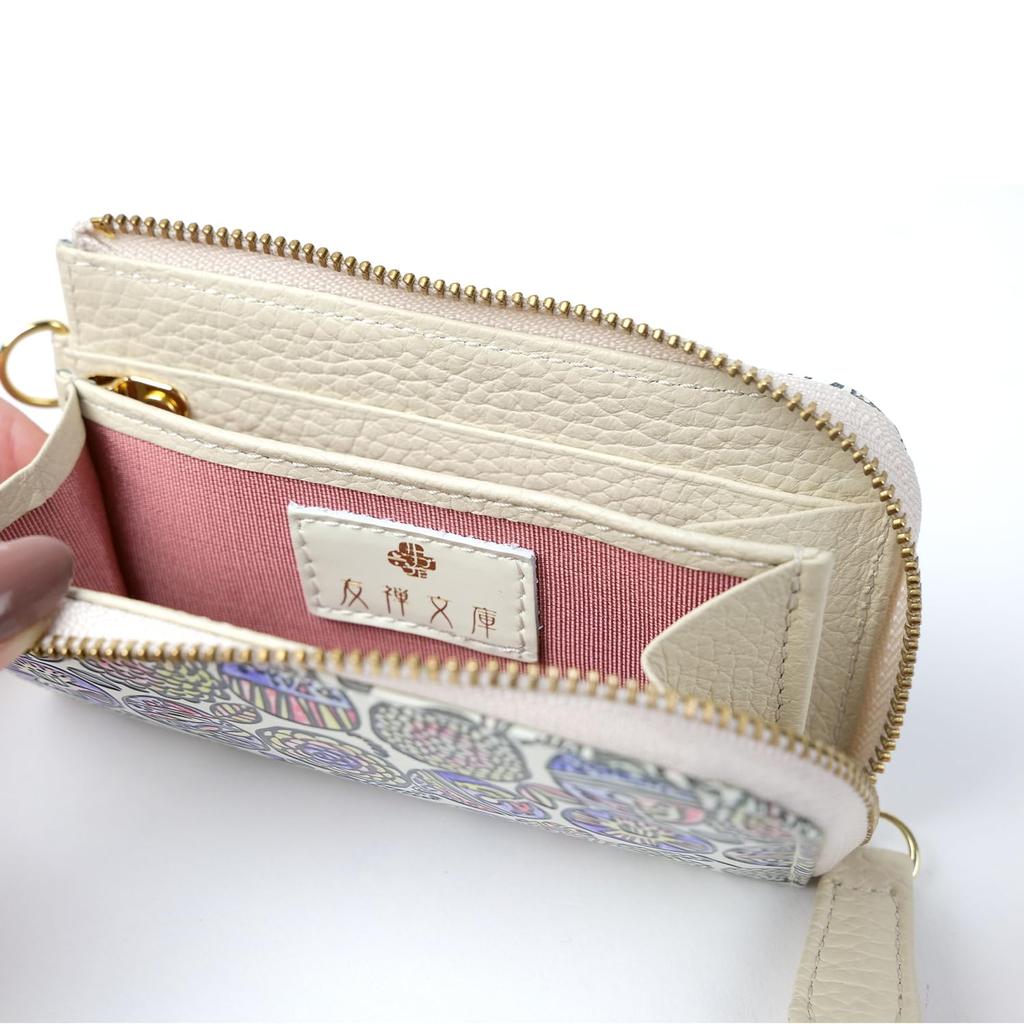 Key Key Smart Leather Genuine Misuzu Floral Present for Women and [Yuzen Bunko] Case, Holder, Key, L-shaped Zipper, Spread, Accessories, Women's,
