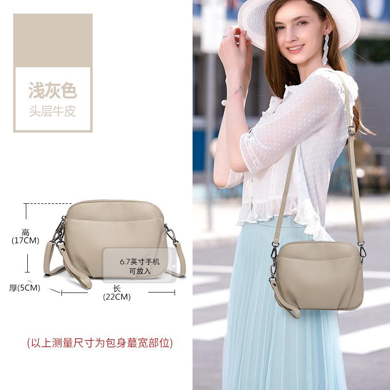 Minimalist Commuter Genuine Leather Women's Shoulder Bag Casual Small Square Bag Multi-Pocket Top Grain Cowhide Crossbody Bag
