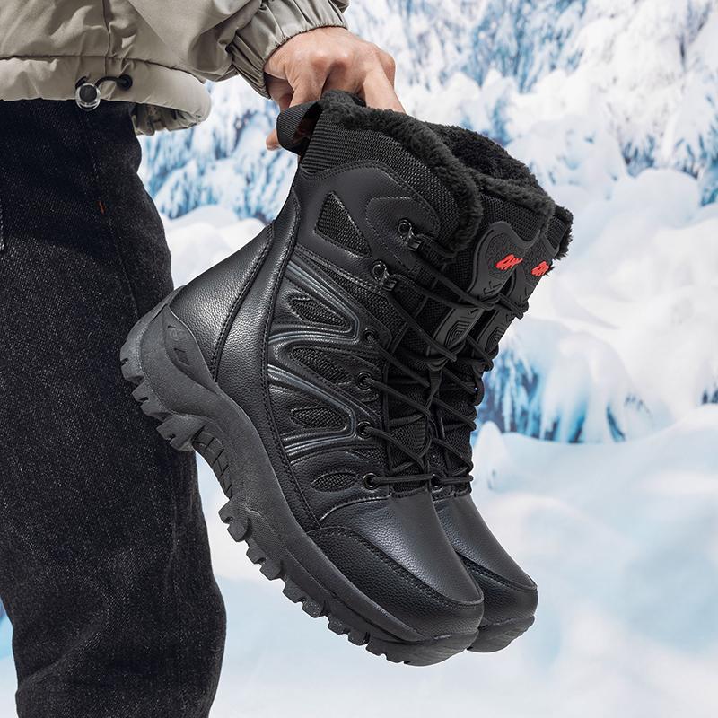 New Men Lace Up Casual High Top Men's Boots Waterproof Winter Boots Anti-Slip Ankle Boots Army Work Boots Warm Plush Snow Boots