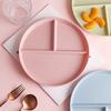 Wheat Straw Portion Control Plate - Three-Compartment Fat-Reducing Round Plastic Plate