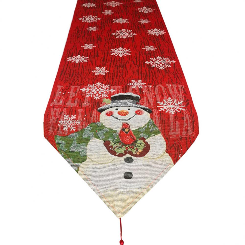 Christmas Party Linen Table Runner Merry Christmas Decorations for Home 2024 Snowman Xmas Tree Table Runner Happy New Year 2025