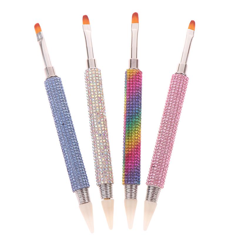 Shiny Diamond Nail Art Brush Double-Ended Dotting Pen Carving Flower Painting Pen Diy Manicure Tool Acrylic Uv Gel Extension