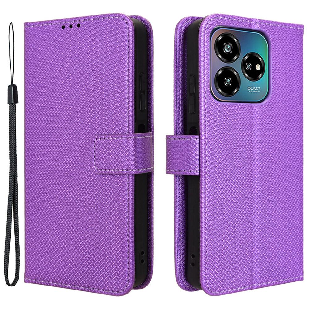 For ZTE Axon 60 Lite/Blade V60 Vita Phone Case PU Leather Diamond Texture Shockproof Cover