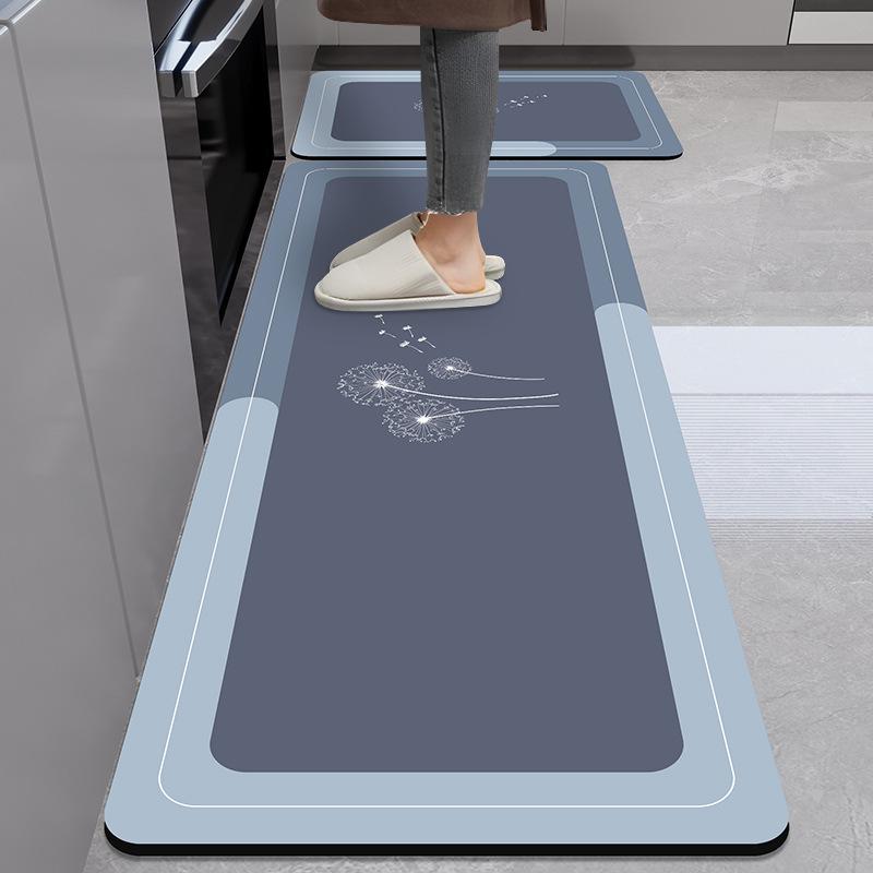 Marble Pattern Kitchen Anti-Oil Diatom Mud Mat: Water-Absorbing, Quick-Drying, Non-Slip, Easy-Care.