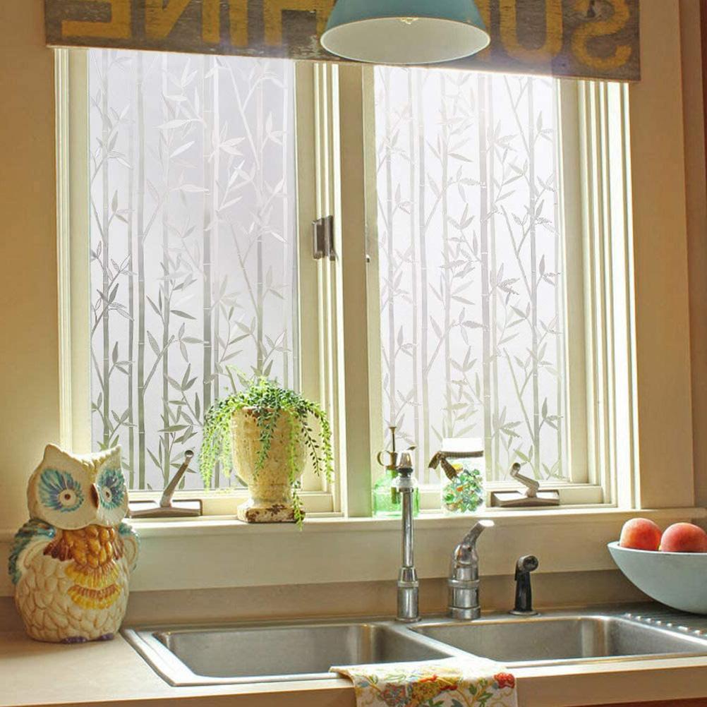 Bambusová okenní fólie, vitrážová fólie, matná okenní samolepka, dekorativní okenní přilnavost bez lepidla