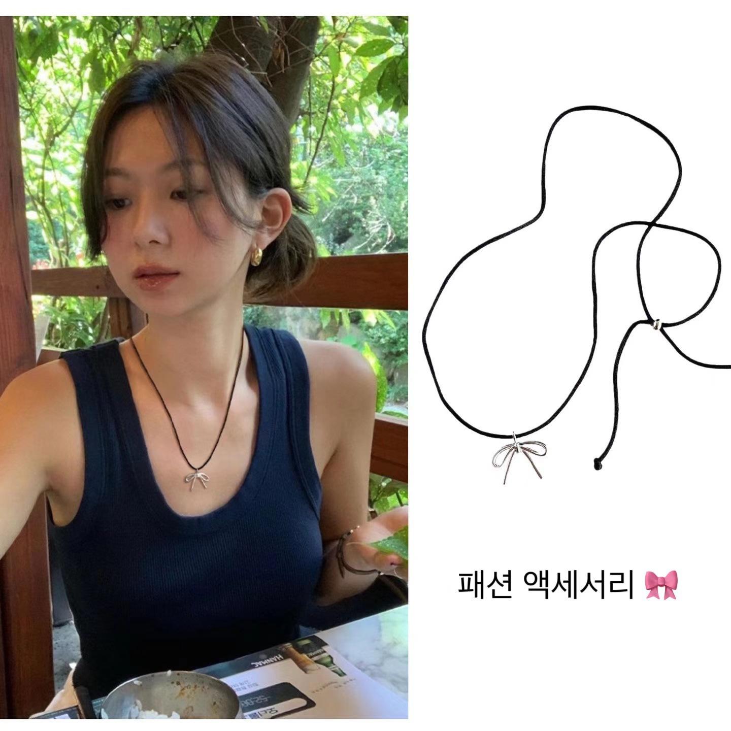 Блогер тот же блок для накачки веревочная лента бантом ожерелье холодный ветер женское ожерелье с бантом простое модное ожерелье-лента