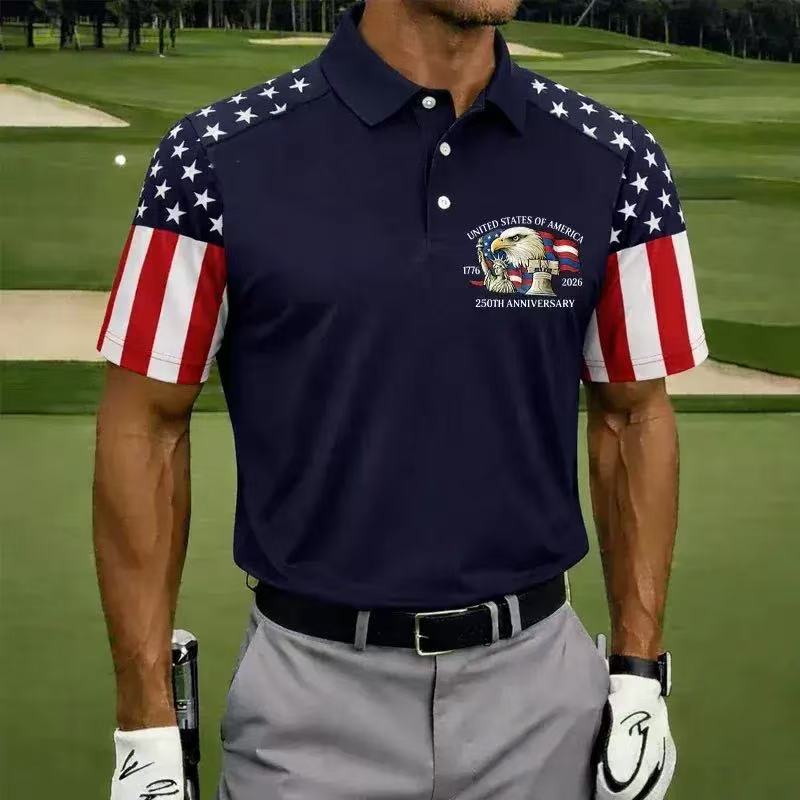 2026 Independent Station Summer Men's Casual Lapel POLO Shirt 3D Digital Printing Men's Outdoor POLO Shirt