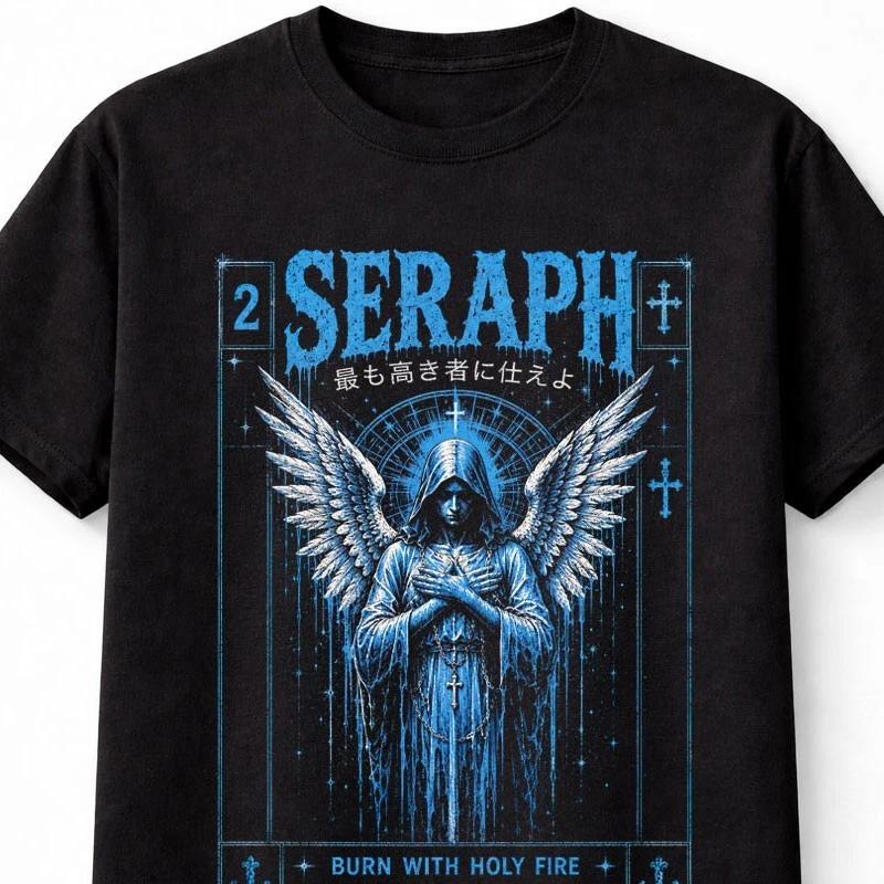 Seraph Angel Holy Fire Christian Celestial Gothic Graphic Unisex TShirt S
