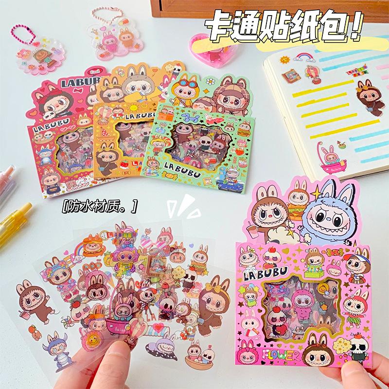 5pcs/pack Labbubu DIY Stickers Creative Cartoon Sticker DIY Scrapbook Diary Cup Aesthetic Sticker School Diy Handbook Stationery
