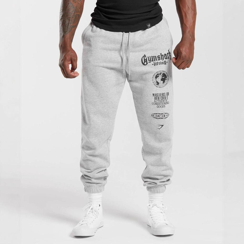Men's American Style Shark Fitness Joggers - Outdoor Sports, Casual, Cotton, Loose Fit, Plus Size