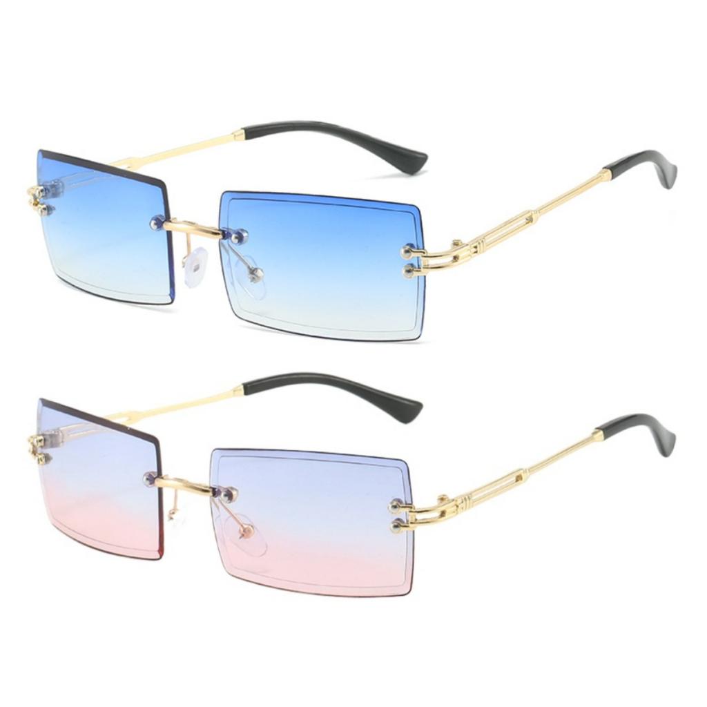 Gradient Lens Rimless Sunglasses for Men and Women Beach Eyewear UV400 Protection