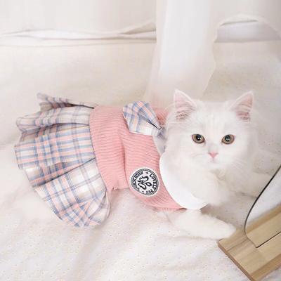 Cute Autumn Winter Cat Clothes Warm Skin Friendly Lovely Cat Outfits For Ragdoll Blue Cat Kitten Dress Pet Apparel