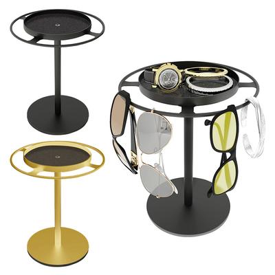 360 Rotating Sunglass Organizer With Tray Eyeglasses Display Stand Holder Detachable Jewelry Storage Rack Metal Home Desk Decor