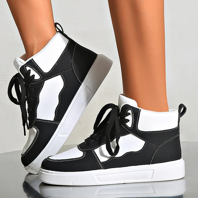 Fashion 2024 New Board Shoes Women's Running Thick Sole Sneakers Fashion Patchwork Lace Up Couple Shoes Student Sport Breathable Loafers