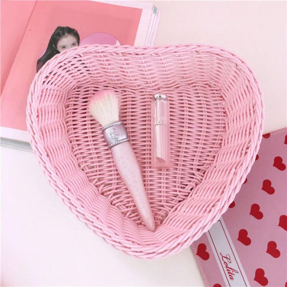 Pink Sweet Color Basket Plastic Fruit Storage Basket Durable Sundries Organizer  Debris