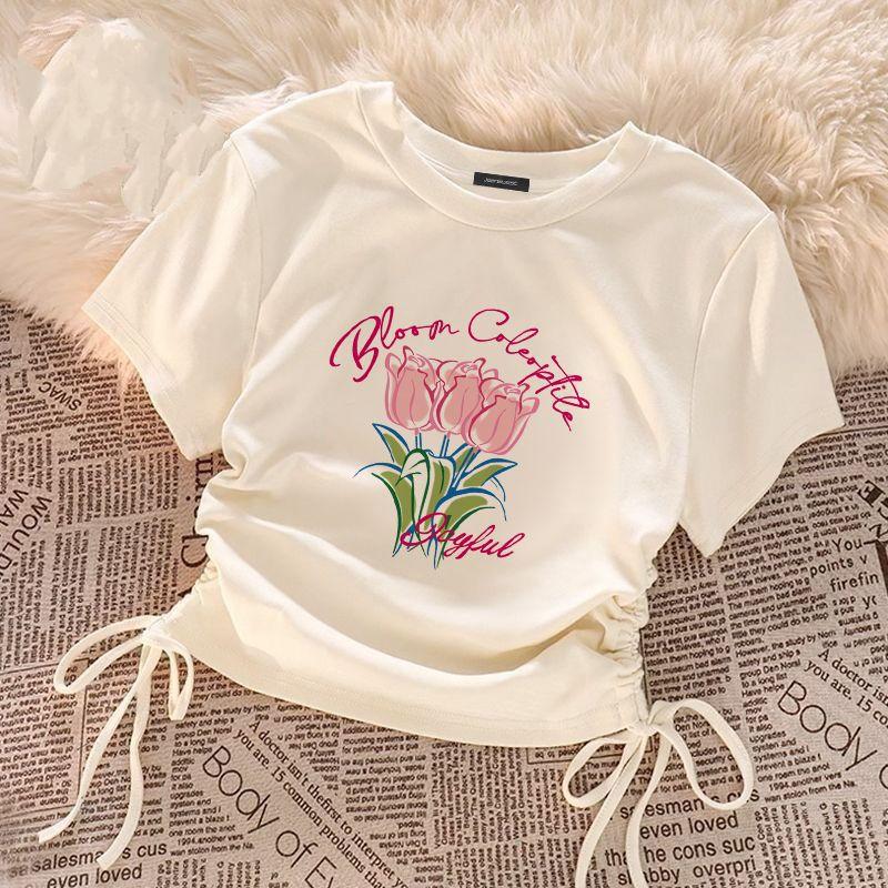 Girls' Solid Color T-shirts Short-sleeve Tops for Kids Summer Children Tees Teenager Blouse Baby Outfits Clothing
