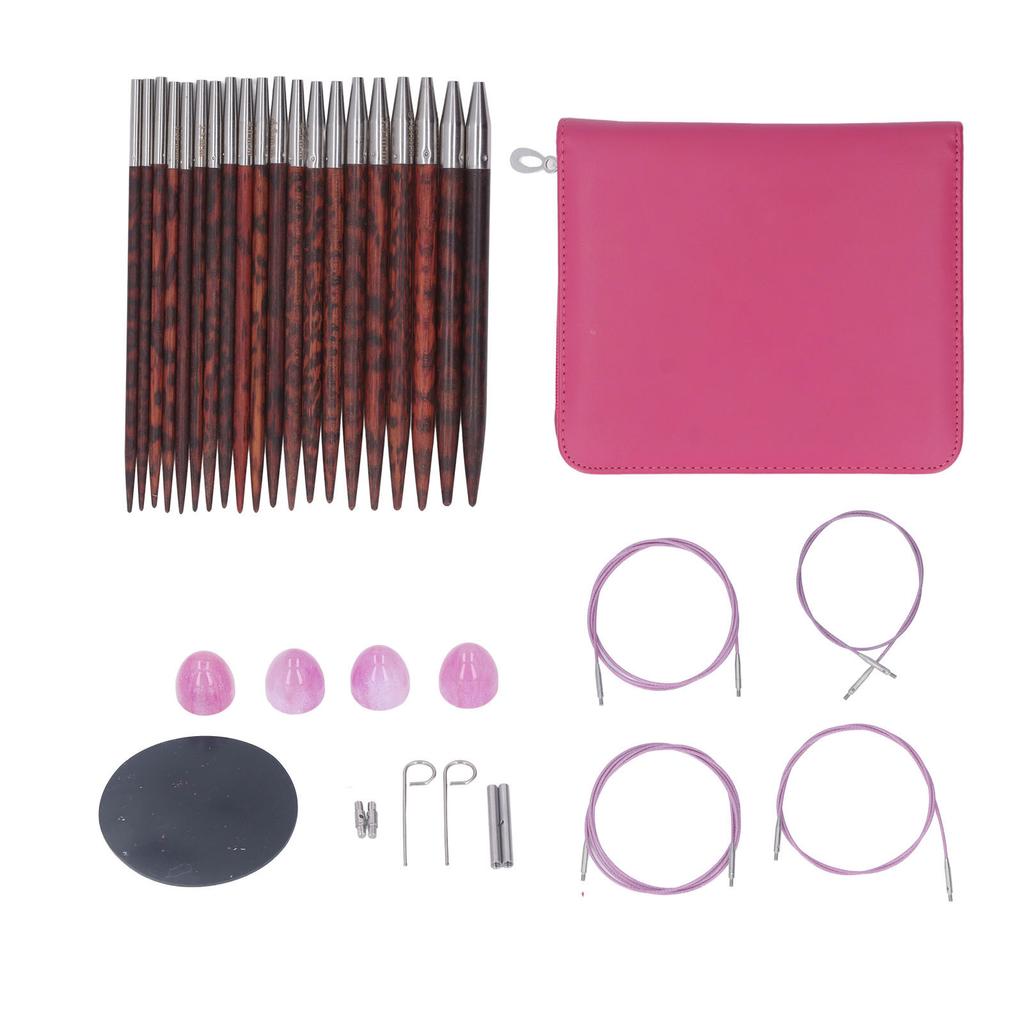 Circular Knitting Needle Set 3 To 6.5mm Ergonomic Wooden Handle Circular Needle Set with Storage Bag for Craft DIY