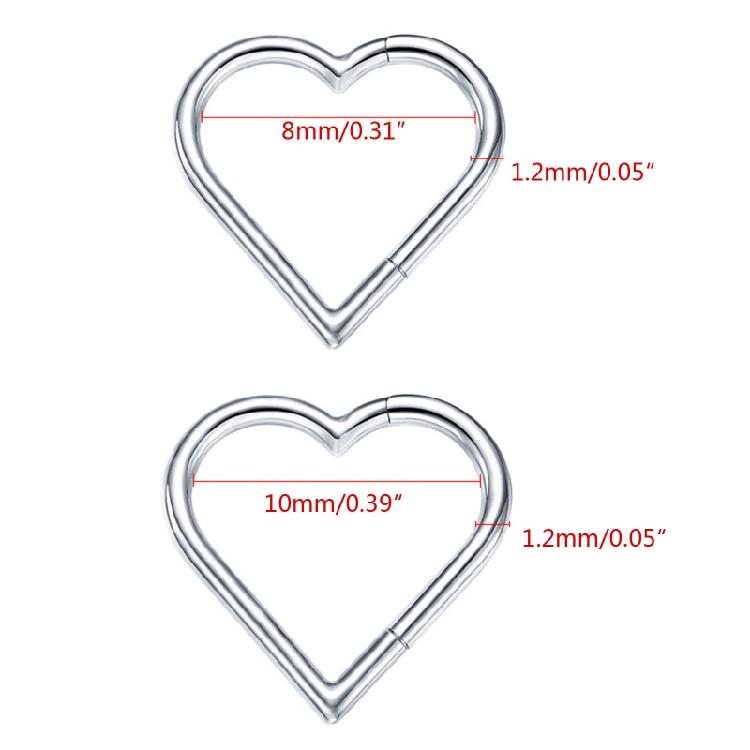 G23 for Titanium Earrings Heart Nose Hoop Ring Nostril Piercing Jewelry Studs