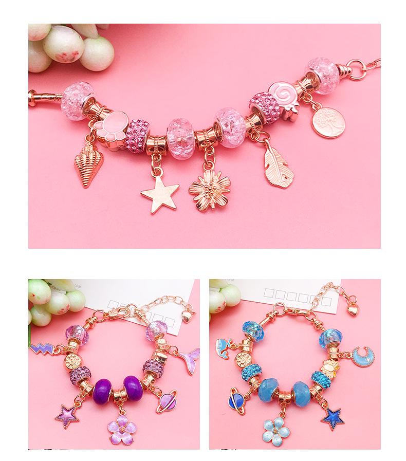 66-Piece Children's DIY Crystal Bracelet Kit – Educational Beaded Jewelry Set for Creative Holiday Gifts
