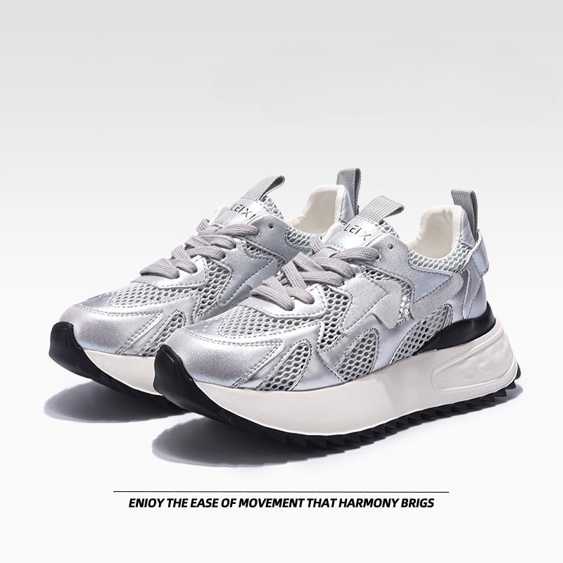 

Туфли-лодочки с толстой подошвой из сетки, женские туфли, белые туфли, повседневные туфли Pops 40 серебряный