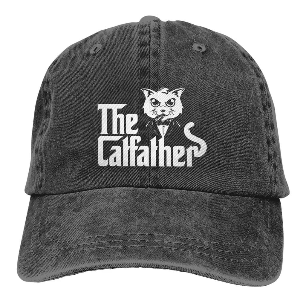The Catfather Men's Hat Vintage Cotton Washed Baseball Caps Adjustable Low Profile Trucker Hat Gray
