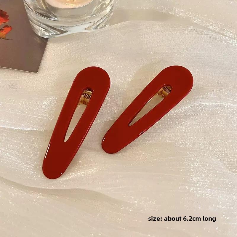 

Праздничная красная заколка для волос для женщин - боковая челка и зажим-уточка