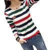 Women T-shirt Striped Long Sleeve Cotton Slim Round Collar Shirt Casual Women Tops